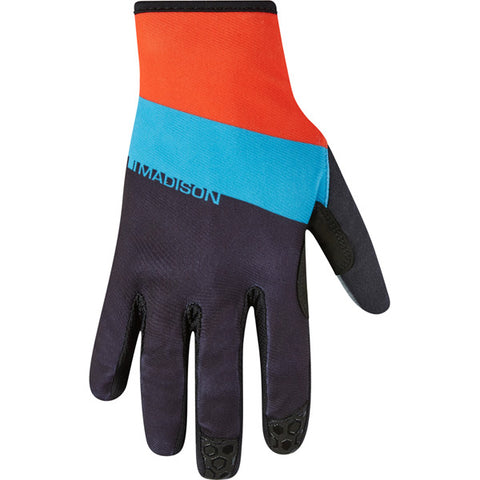 Alpine men's gloves, stripe black / chilli red / blue curaco X-large