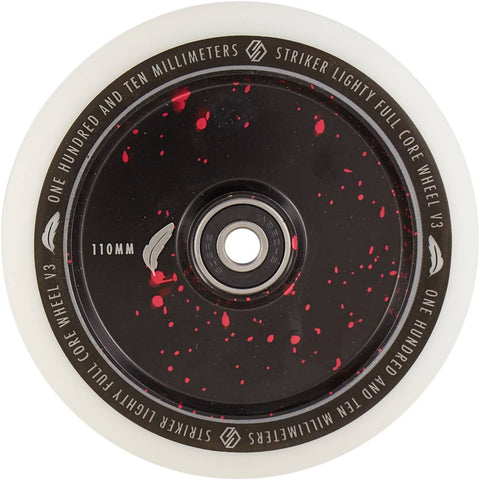 Striker Lighty Full Core V3 White Pro Scooter Wheel (110mm | Red Splash)