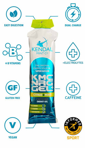 Kendal Mint Co. KMC NRG Energy GEL+: Citrus & Mint Flavoured Caffeine Energy Gel (70g.)